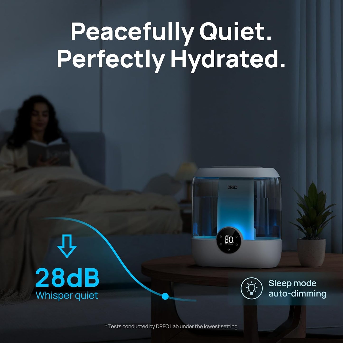 DREO Humidifiers for Bedroom, 6L Easy to Fill & Clean, 60H Runtime for Large room, 28 dB Quiet Cool Mist Air Humidifier for Plant, Baby Nursery, Home, Indoor, Night Light, Precise Humidity Control
