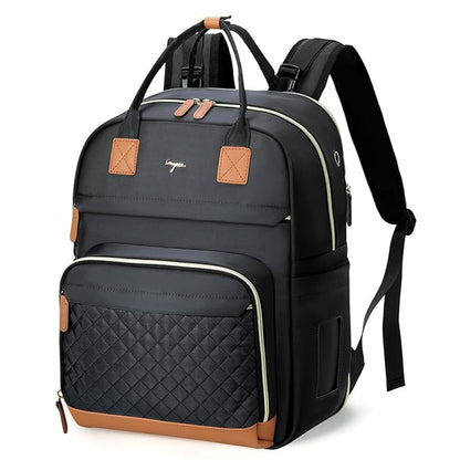 Diaper Bag Backpack - Extra Large Diaper Bag for 2 Kids Twin, Travel Baby Bags for Mom Dad 25-37L Expandable with Changing Pad Earphone Hole, Solid Black