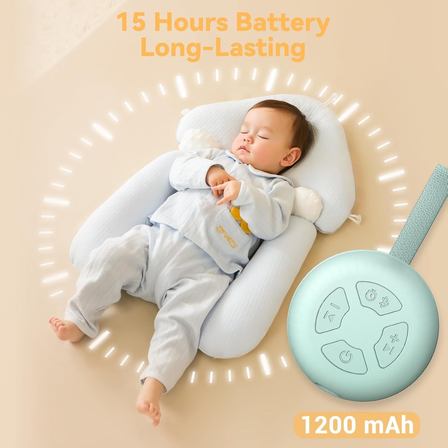 Portable Sound Machine for Baby | White Noise | 12 Soothing Sounds | Noise Canceling for Travel, Office, Nursery | Baby Shower | Registry Gift | Sleep Soother for Babies Kids Adults | Putty