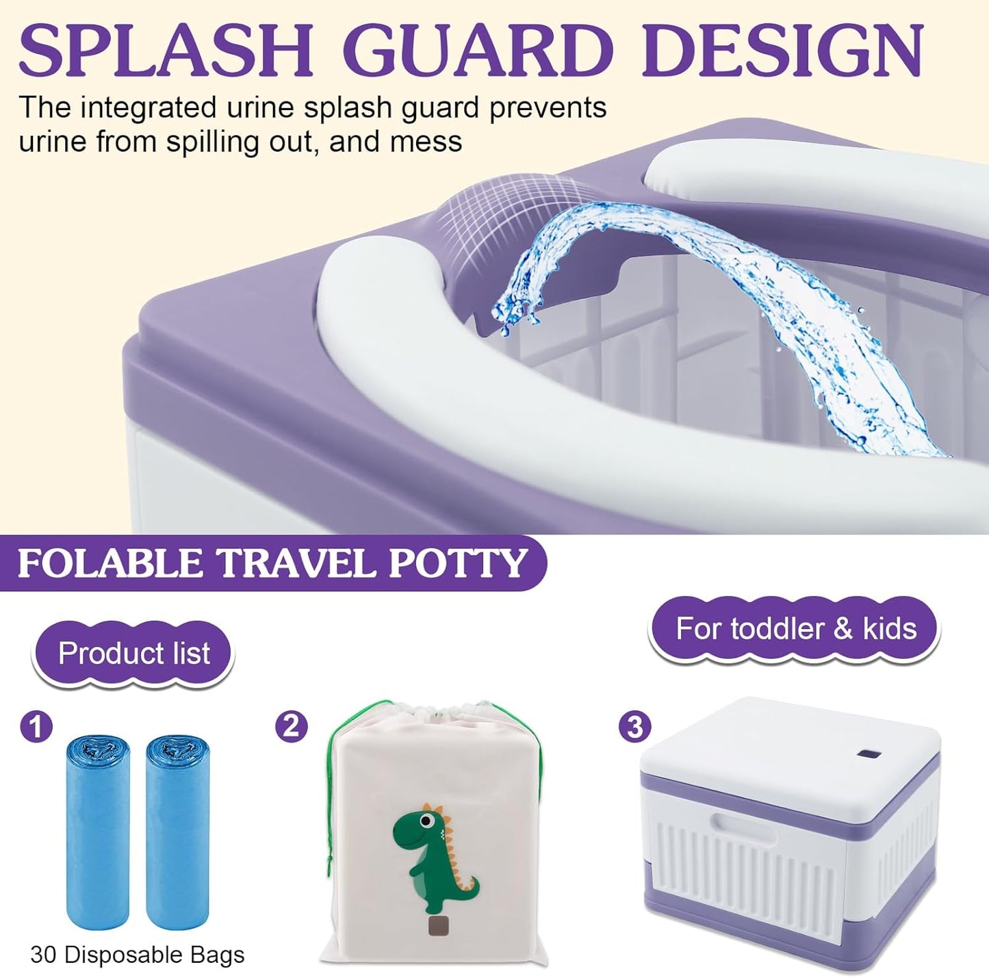 Fabulas Portable Potty for Toddler Travel, Foldable Travel Potty Training Toilet Seat for Kids Boys Girls, Emergency Mobile Toilet In Car for Camping Outdoor Indoor, with 30 Disposable Bags, Blue