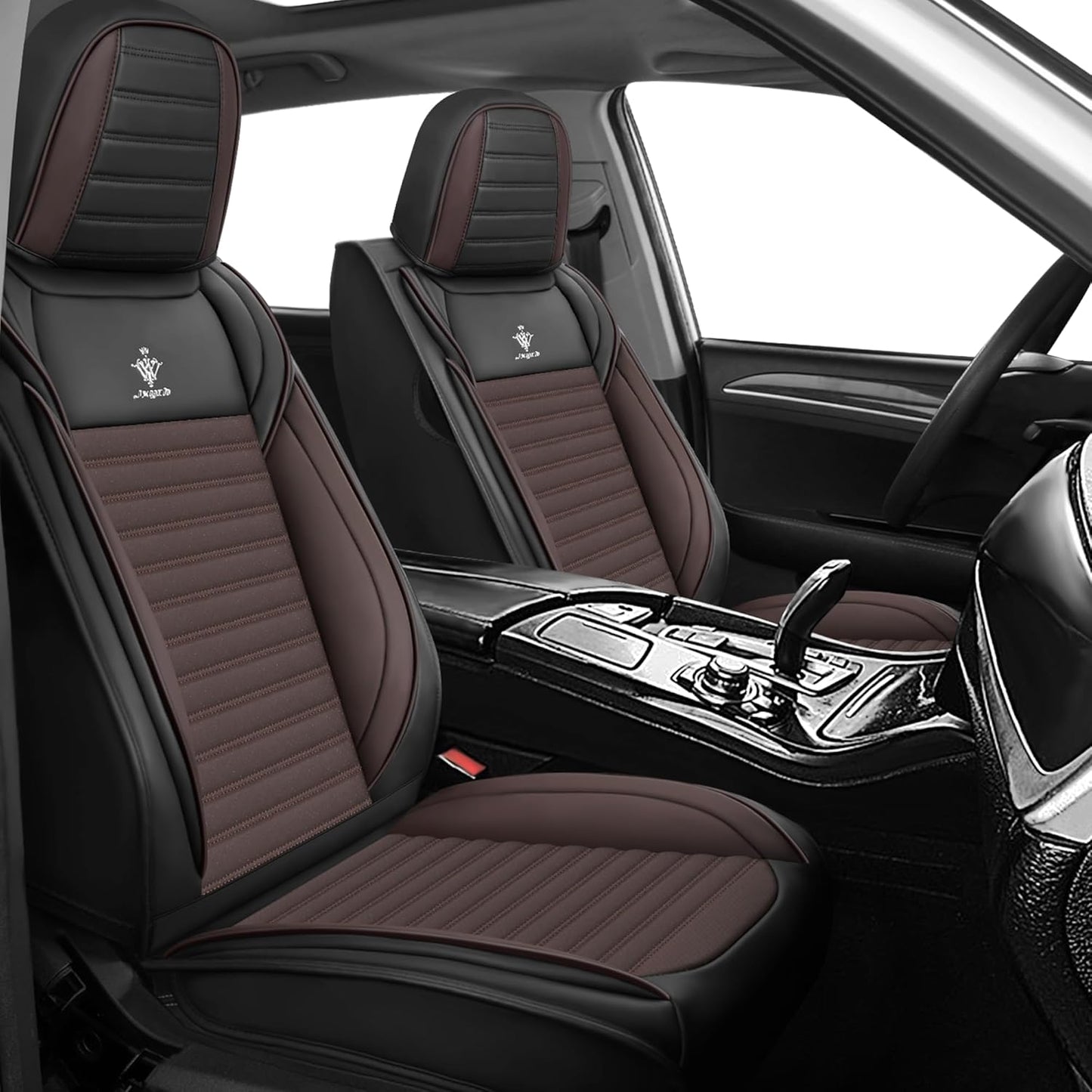 Seat Covers Fit for Mini Convertible 2009-2025 Premium Leather Car Seat Covers, Waterproof Non-Slip and Airbag Compatible, Fashion Car Seat Protector (Black Red,Front Set with Pillow)
