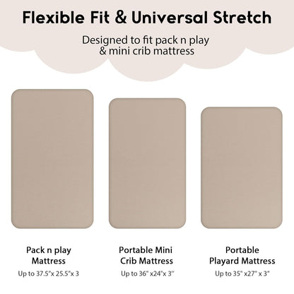 Yoofoss Pack and Play Sheets Fitted, Mini Crib Sheets 2-Pack for Pack N Play Mattress, Stretchy Playard Sheet, Soft and Breathable Green+Giraff