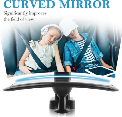 360° Curved Baby Car Mirror without Dead Angle,Clip on Car Seat Mirror for Baby Rear Facing Clips Onto Rearview Mirror,Adjustable Baby Mirror for Car SUV Truck