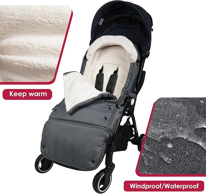 Universal, Weather-Proof, Warm Stroller Footmuff | Extendable Winter Cover | Adjustable Buckle | Stroller Bunting Bag | CosyDiary Stroller Accessories | Stroller Cover