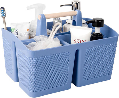 rejomiik Portable Shower Caddy Basket Plastic Cleaning Caddy Organizer Storage Tote with Handle for Bathroom, College, Dorm Room Essentials, White