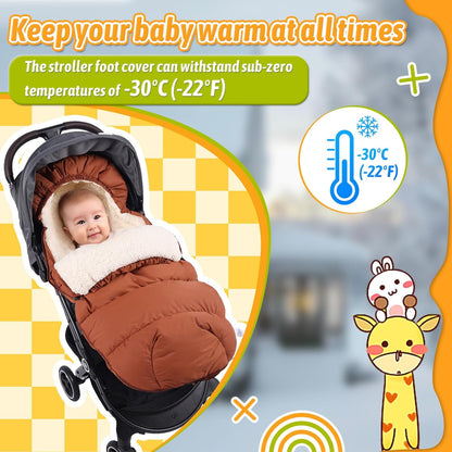 Baby Footmuff for Winter Outdoors Stroller Layer Waterproof Outer Soft Lambswool Liner Designed for Cold Wind Moisture Protection Suitable -30F/-22C Universal Fit Stroller