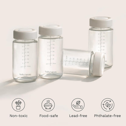 Baby Brezza Replacement Breastmilk Cooler Storage Bottles, Plastic, 10 oz, 4-Pack