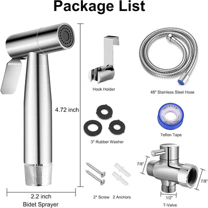 SKYBESS Bidet Sprayer for Toilet, Handheld Bidet Attachment Sprayer Set Bathroom Sprayer with Bidet Hose, Stainless Steel Durable Cloth Diaper Sprayer for Baby Wash Feminine Wash