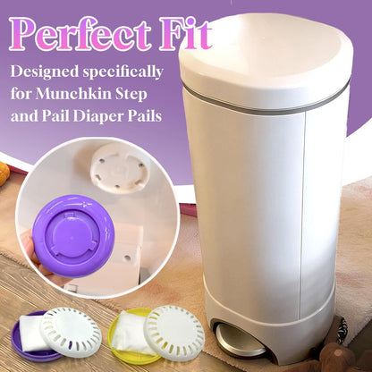 PurifyLogix 12PCS Diaper Pail Deodorizers, 6* Puck Baking Soda Cartridge & 6* Lavender Scented Baking Soda Refills, Odor Remover Compatible with Munchkin Step and Pail Diaper Pails