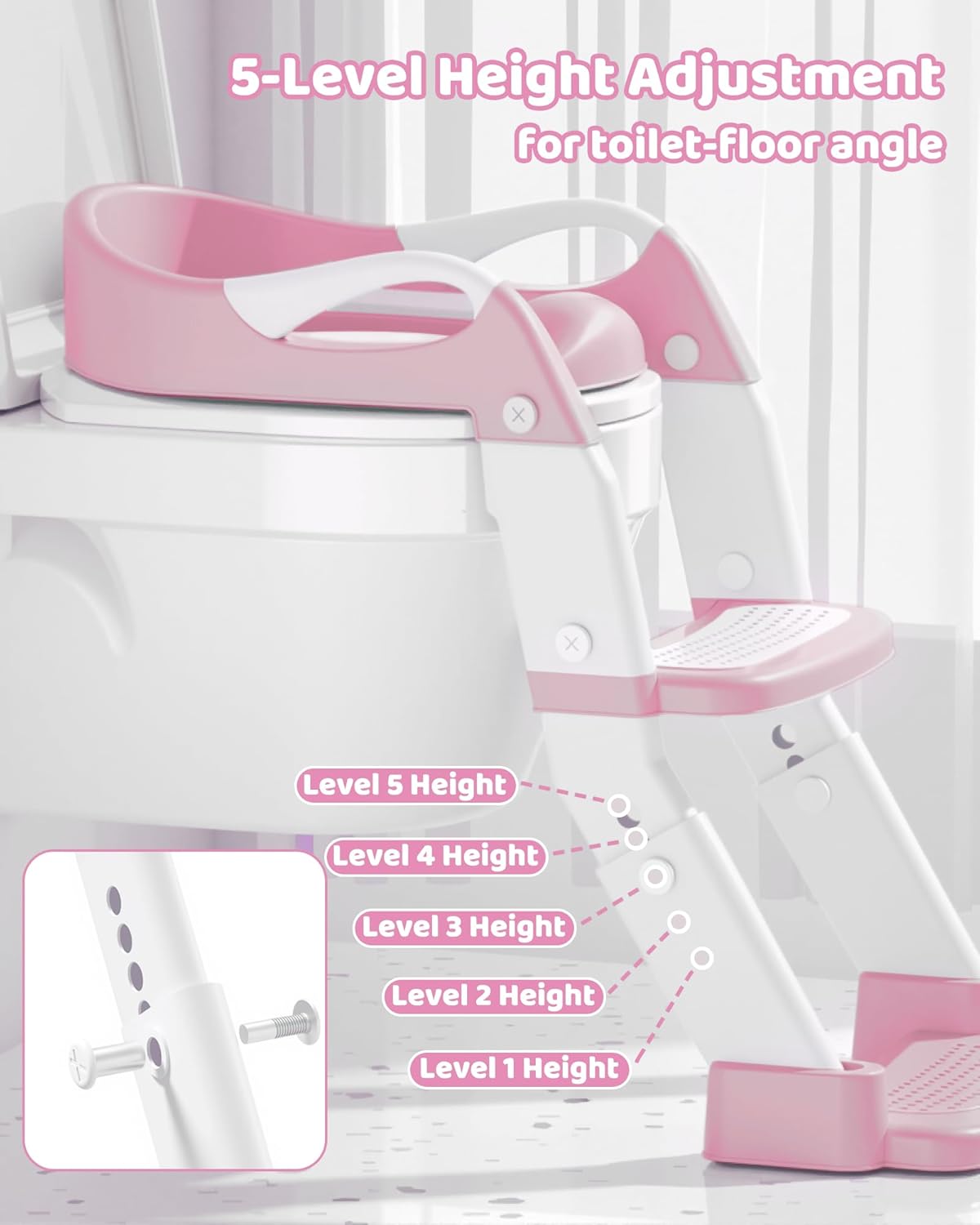 3-in-1 Potty Training Seat & Training Toilet & Potty Chair, Height AdjustableToddler Toilet Seat for Kids, Foldable Potty Training Toilet with Splash Guard & Anti-Slip Steps (Gray)
