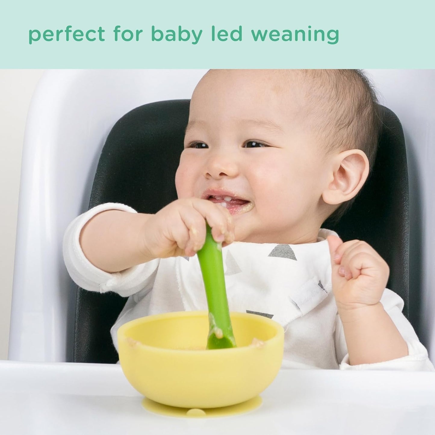 Olababy Baby Led Weaning Advanced Feeding Set – Silicone Training Spoon & Suction Bowl with Lid, BPA Free Self-Feeding Set for Babies 6+ Months (2 Piece)