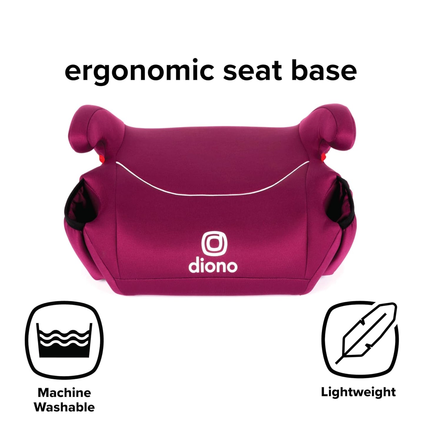 Diono Solana, No Latch, Single Backless Booster Car Seat, Lightweight, Machine Washable Covers, Cup Holders, Blue