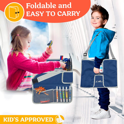 PILLANI Kids Travel Tray for Car Seat - Carseat Tray w/ iPad Holder & Dry Erase Board, Road Trip Activities - Toddler Lap Desk Organizer for Airplane - Roadtrip & Travel Essentials - Pack of 2, Pink