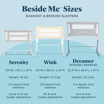 Baby Delight Beside Me Dreamer Bassinet | Bedside Sleeper | 6-Position Height Adjustment | Charcoal Tweed