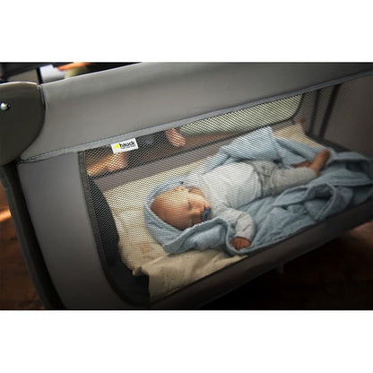 hauck Baby & Toddler Foldable Travel Cot and Portable Playpen, Dream N Play Plus, Grey