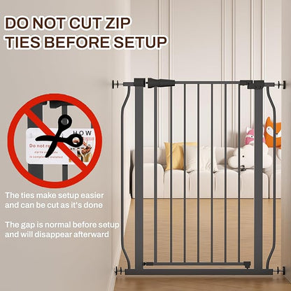ELEVON Baby Gate for Stairs Doorways, 29.1–33.8" Extra Wide 36” Tall Dog Gate with Auto-Close, Pressure Mounted Walk Through Pet Gate, Graphite