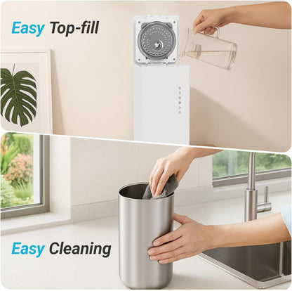 Livatro Stainless Steel Humidifier, 3L Warm Mist Humidifier, Easy Clean with Warm Steam Humidifier, Healthy Air Mist Humidifiers for Bedroom Living Room, with Sleep Mode and Auto-off Setting