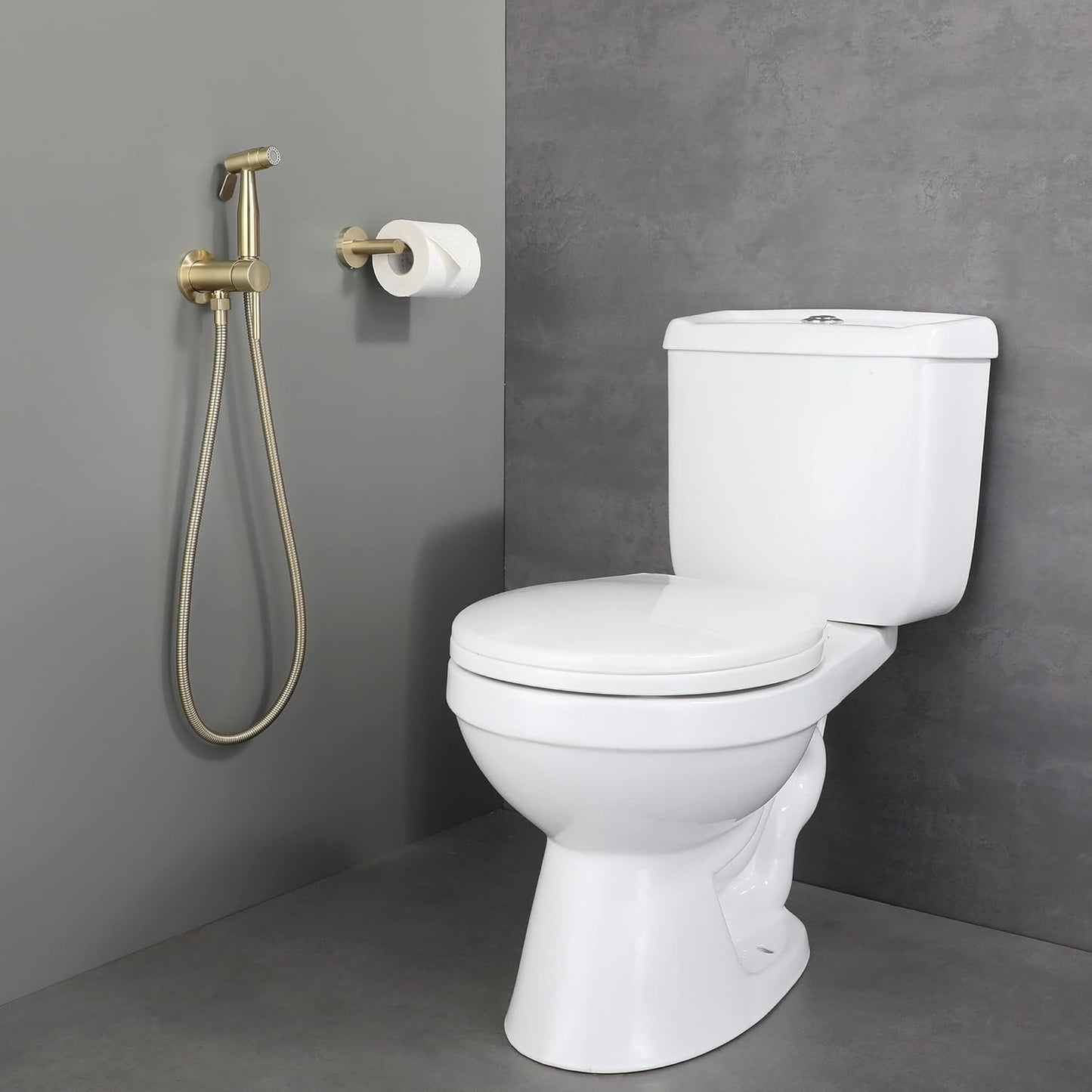 Chrome Handheld Bidet Sprayer for Toilet Warm Water, WiPPhs Stainless Steel Polished Silver Bidet Hand Held Sprayer with Brass Hot and Cold Mixing Valve, WI9138CP