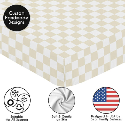 Sweet Jojo Designs 2-Piece Baby Bassinet Sheets Set (Black/White Gingham Checkered Plaid) for Boy/Girl, Infant Newborn Nursery, Oval, Rectangle & Hourglass Mattress (Solid Onyx & Classic Checkerboard)