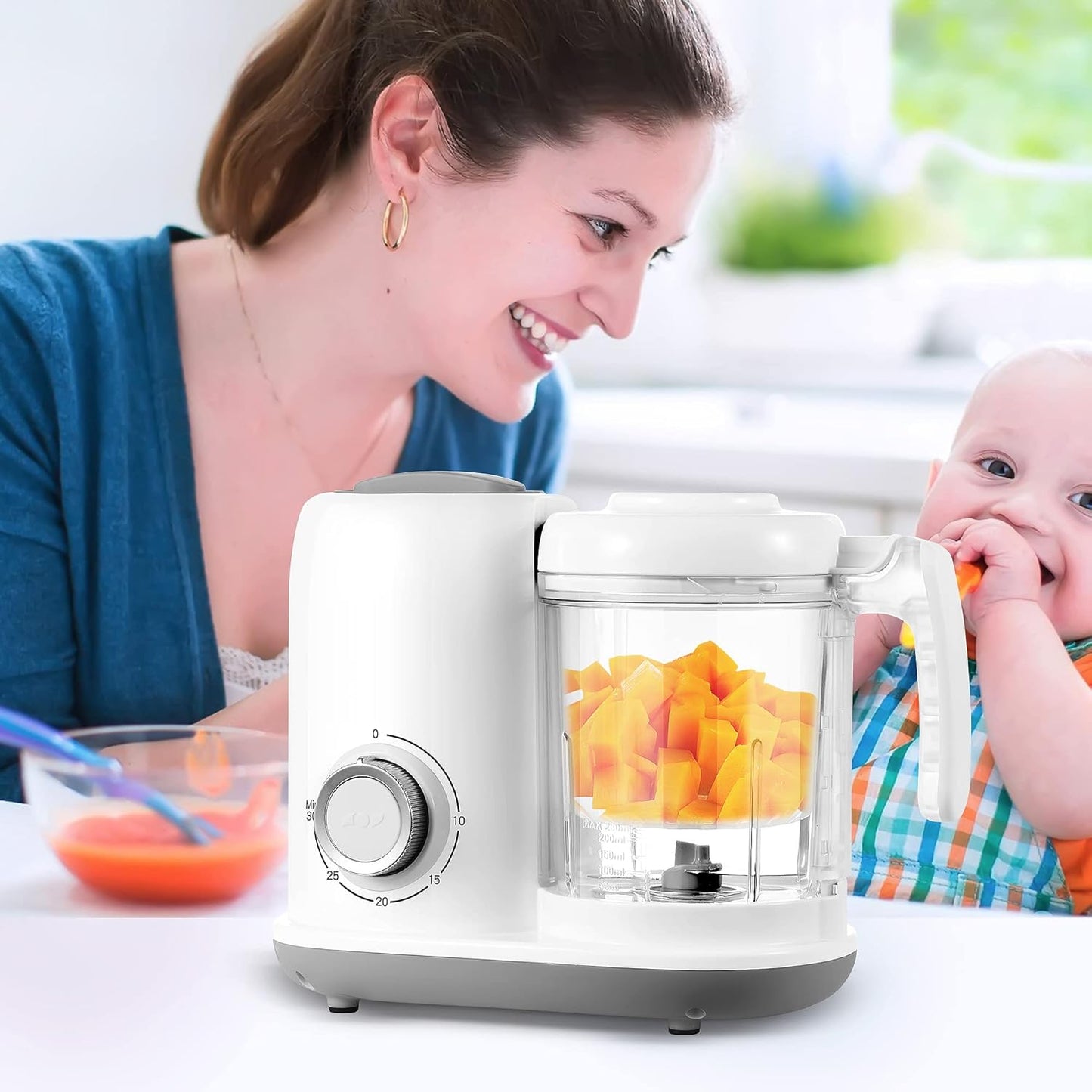 AMZBABYCHEF Baby Food Maker, 4 in 1 Baby Food Processor and Steamer, Puree Blender, Multifunctional Baby Puree Maker, Dishwasher Safe (Green)