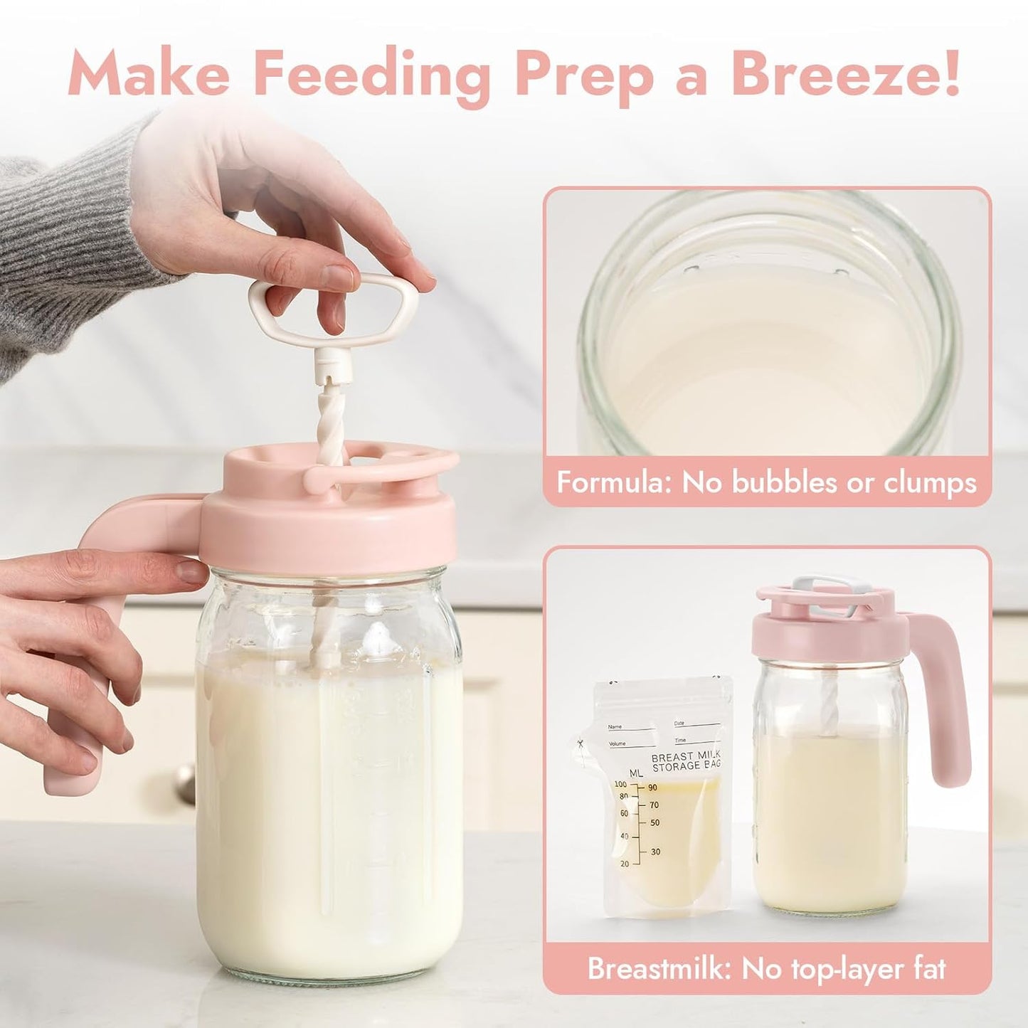 Papablic Baby Tongue Cleaner and Glass Formula Mixing Pitcher