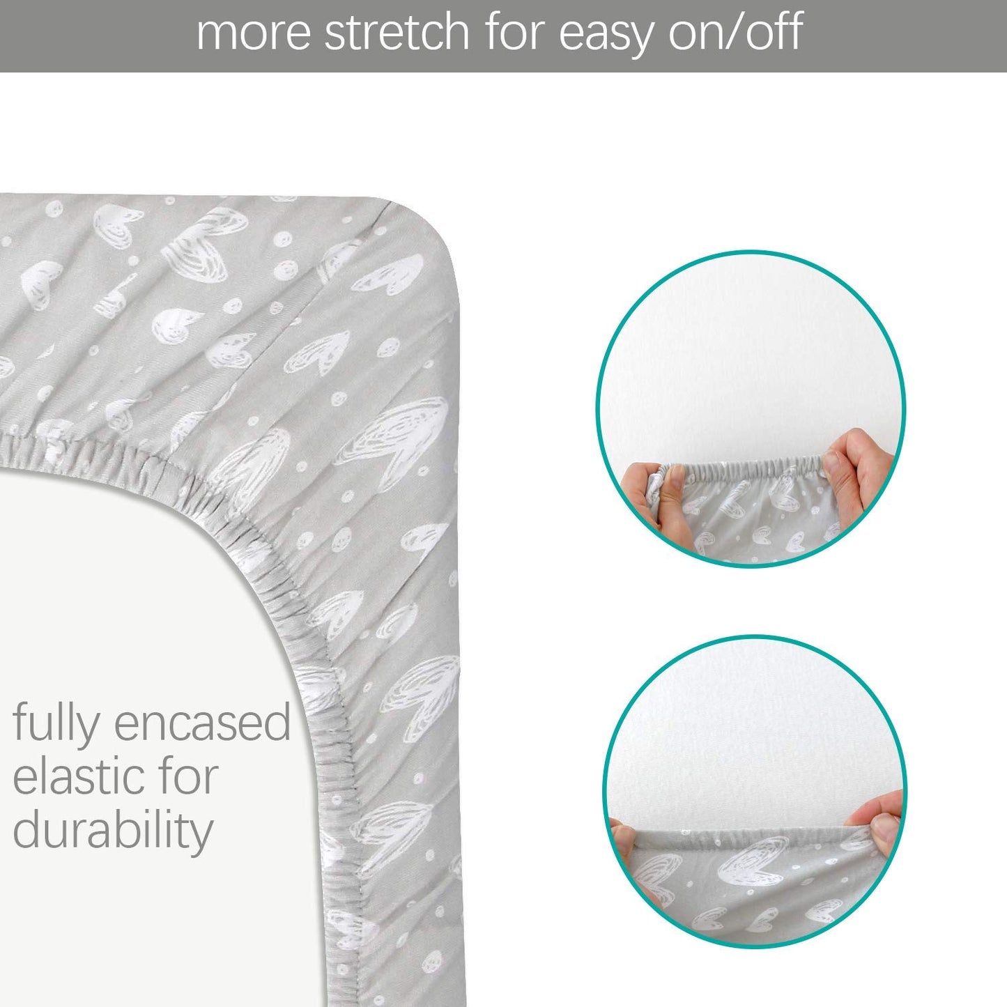 Bassinet Sheets Fit for Simmons Kids By The Bed City Sleeper Bassinet(Twins), Moses Basket and Hospital Bassinet, 100% Cotton, 2 Pack, Gray and White Print - Colors B