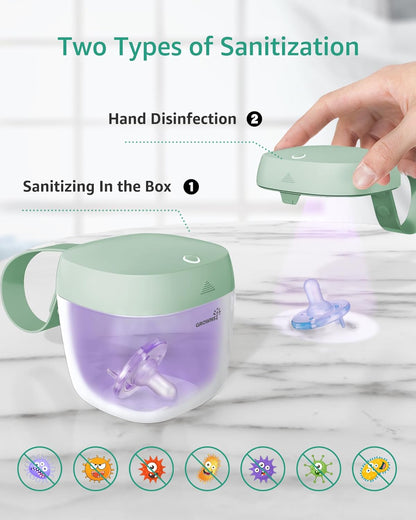 GROWNSY Pacifier Sanitizer Portable, UV Light Sanitizer on The Go for Baby, USB Charging Sanitizer Case, Mini Pacifier Sanitizer 99.99% Cleaned in 59 Seconds (White)