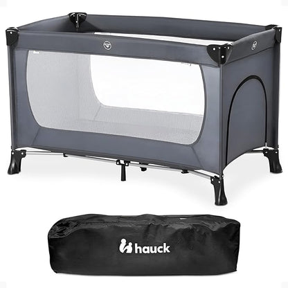 hauck Baby & Toddler Foldable Travel Cot and Portable Playpen, Dream N Play Plus, Grey
