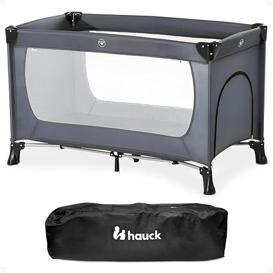 hauck Baby & Toddler Foldable Travel Cot and Portable Playpen, Dream N Play Plus, Grey