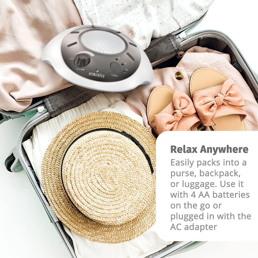 Homedics SoundSleep White Noise Sound Machine, Blue, Small Travel Sound Machine with 6 Relaxing Nature Sounds, Portable Sound Therapy for Home, Office, Nursery, Auto-Off Timer, by Homedics