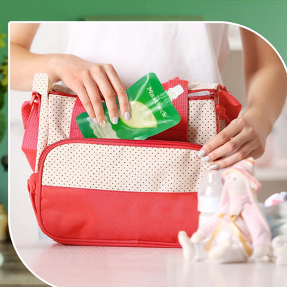 Maxcheck 103 Pcs Refillable Baby Food Pouches Maker Set Include 100 Pcs Portable Fruit Puree Pouch Storage Bags, Baby Food Maker, Pen and Brush for Babies Kids Toddlers