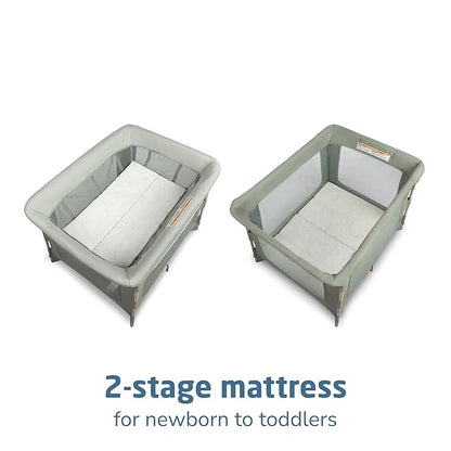 Maxi-Cosi Swift Baby Playard with Mat, Baby Playpen, Play Yard with Bassinet - Portable Playpen for Babies and Toddlers, Classic Green