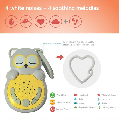 Cloud b Travel Comforting Sound Machine w/Calming Light | 4 White Noise and 4 Lullabies | Re-Activating Smart Sensor | Sweet Dreamz On the Go™ - Fox