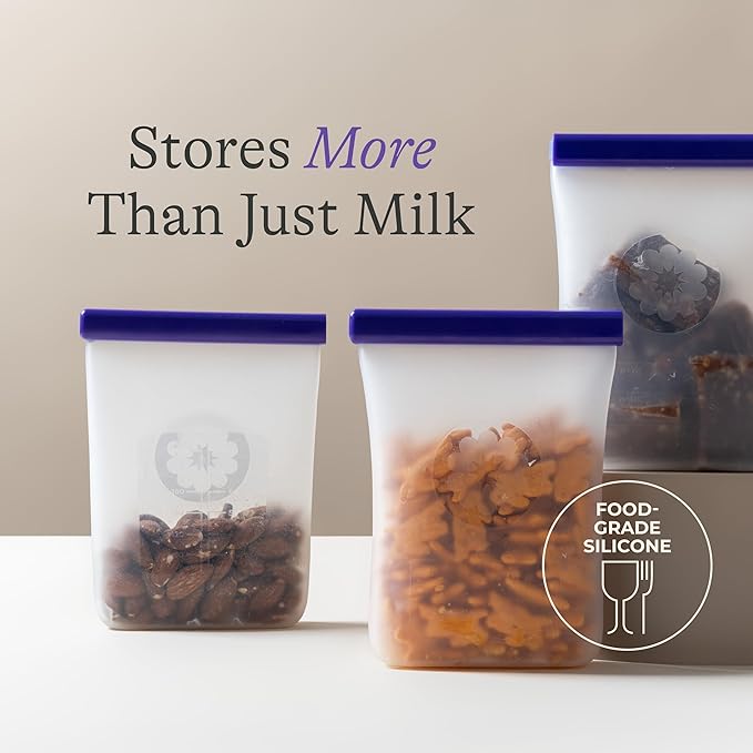 Lansinoh Silicone Breastmilk Storage Bags, Reusable Leakproof Milk Storage Bags with Double Seal, Dishwasher & Sterilizer Safe, 8 oz, 5-Count, BPA Free Breastfeeding Essentials