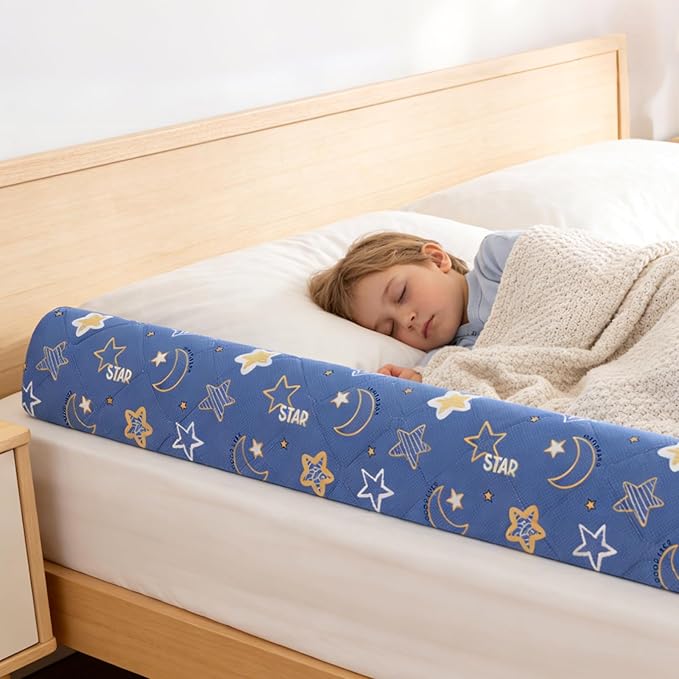 Ceekliybear 2-Pack Premium Foam Bed Bumpers for Toddler, Non-Slip Bed Rails for Toddlers for Twin, Queen, King Beds, Machine Washable Bumpers Cover for Easy Care（Size：52" x 7" x 5"）