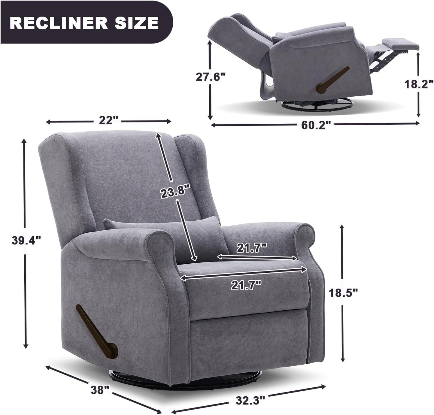 Eiayeebil Nursery Swivel Glider Recliner,Rocking Chair Nursery with Footrest,Rocking Recliner Chair for Nursery,Glider Rocker Recliner for Living Room & Bedroom,Beige