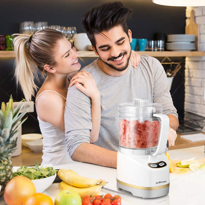 La Reveuse Electric Mini Food Processor with 200 Watts 2-Cup Prep Bowl for Mincing Chopping Grinding Blending Pureeing (Metallic Grey)