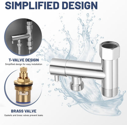 Chrome Handheld Bidet Sprayer for Toilet with Bidet Hose Brass Cloth Diaper Sprayer Bathroom Toilet Attachment for Feminine Wash, Wall Mount or Toilet Mount