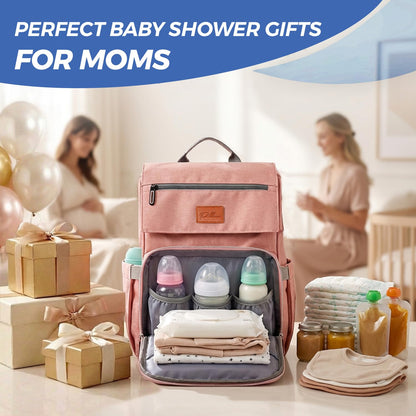 PILLANI Baby Diaper Bag Backpack - Large Waterproof Travel Diaper Bag for Boys & Girls, 16 Organizer Pockets with Changing Pad, Insulated Bottle Pockets & Stroller Straps, Baby Shower Gifts, Dinosaur