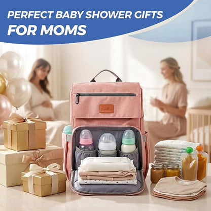 PILLANI Baby Diaper Bag Backpack - Large Bag for Boys & Girls, Waterproof Diaper Backpack - Travel Diaper Bags w/Changing Pad, Baby Registry Search & Shower Gifts - Essentials Must Haves Newborn Stuff
