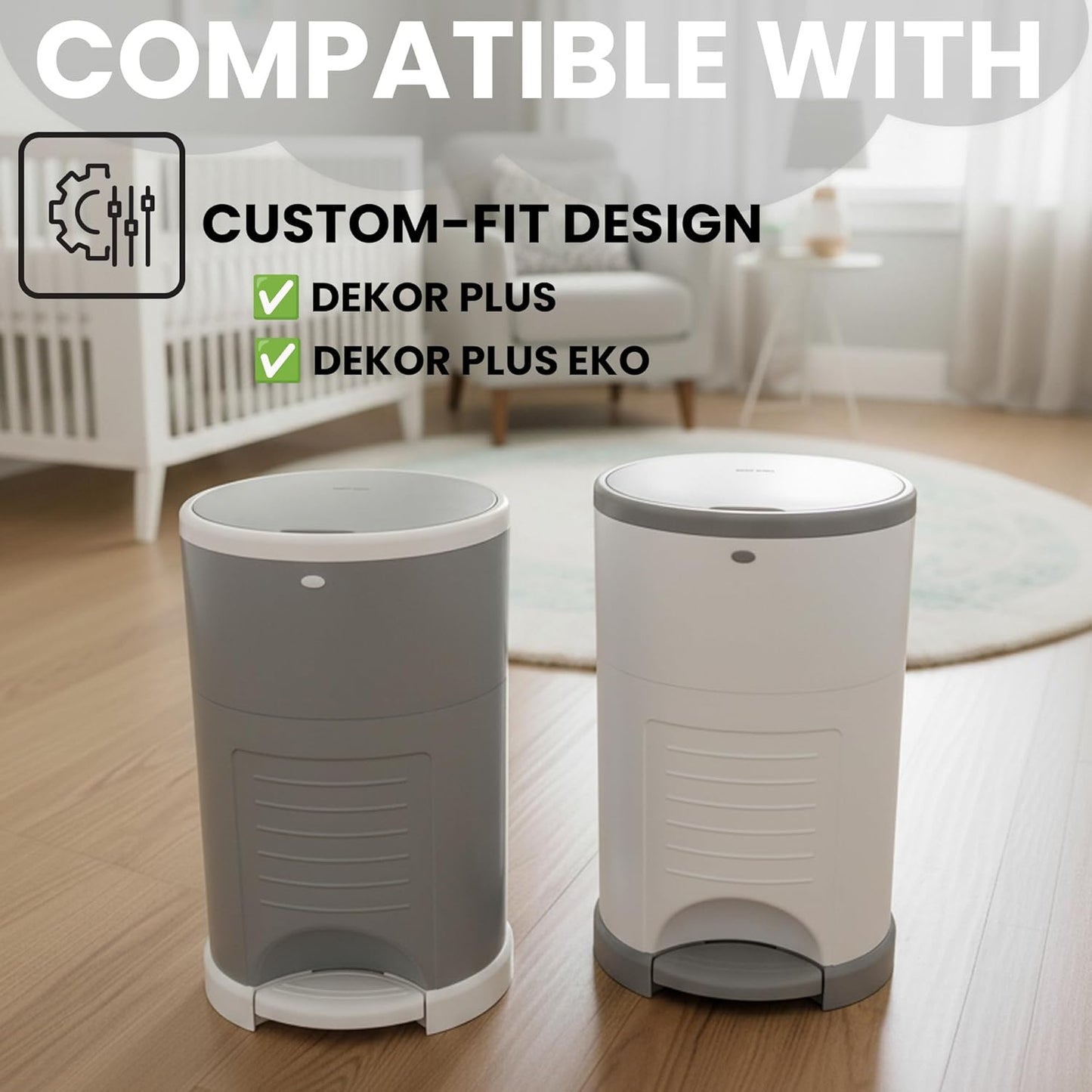 Factory Happyou® Pack of 8 Refills Compatible with Dekor PLUS Diaper Pails (NOT COMPATIBLE WITH DEKOR CLASSIC). A Refill is 394 in Long, 30% Thicker. Odor Control. Each Refill Holds up to 600 Diapers