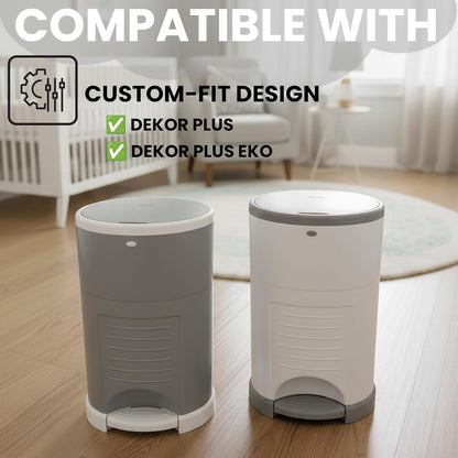 Factory Happyou® Pack of 8 Refills Compatible with Dekor PLUS Diaper Pails (NOT COMPATIBLE WITH DEKOR CLASSIC). A Refill is 394 in Long, 30% Thicker. Odor Control. Each Refill Holds up to 600 Diapers