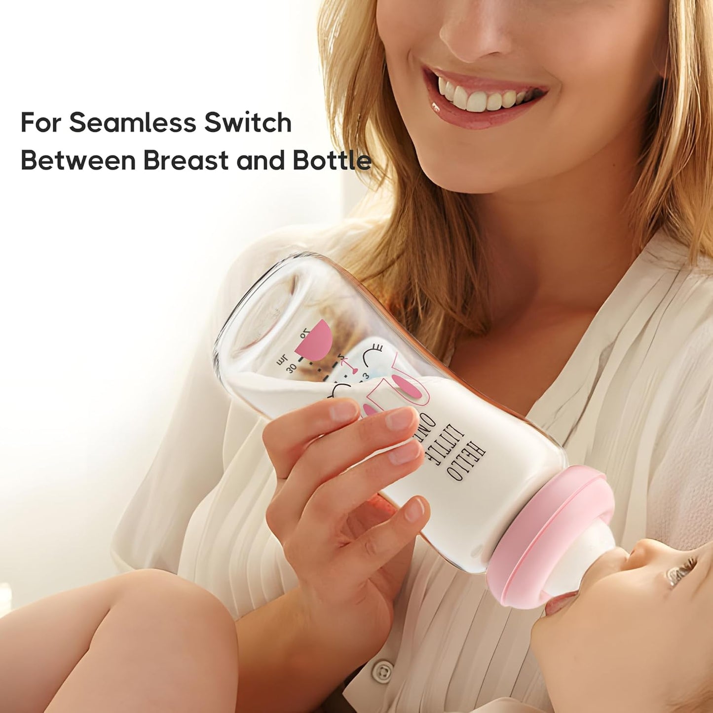 YOHKOH Natural Glass Baby Bottle with Level 1 Slow Flow Nipple, Newborn Anti-Colic Baby Bottles, Wide Neck Mushroom Baby Glass Bottle (Multicolour-A, 3.4oz (Pack of 4))