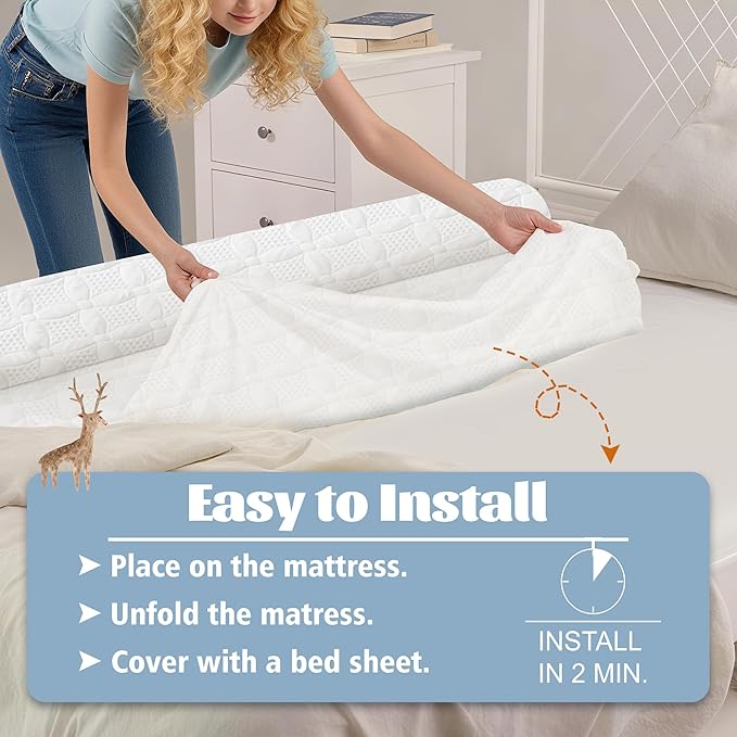 Asatdd Waterproof Bed Rail for Toddlers, Bed Guard Rail, Soft Memory Foam Toddler Bed Bumper for Twin, Full, Queen, King Beds with Washable Cover, 1 Pack