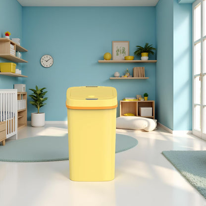 15L Smart Diaper Pail with Motion Sensor Lid | Touchless Hands-Free Baby Diaper Trash Can | Double Locking Seal | Slim Space-Saving Design | Quiet & Durable (Yellow)