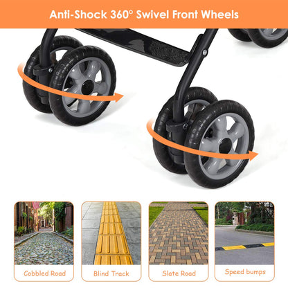 HONEY JOY Baby Lightweight Stroller, Compact Travel Stroller for Airplane, Adjustable Backrest & Canopy, 5-Point Harness, Cup Holder, Storage Basket, Foldable Umbrella Stroller for Toddlers (Black)