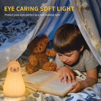 Baby Night Light for Car Seat- Dimming Function 9 Colors Changing Eye Caring Portable Rechargeable & Timing Bedside Lamp Light Up Toddler Bed Room Travel Essentials Squishy Silicone Infant BPA Free