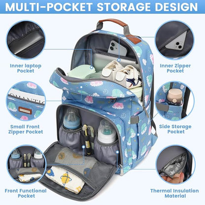 Diaper Bag Backpack, Large Baby Nappy Bags with Portable Changing Pad for Boys and GirlsMultifunction Travel Baby Bag for Moms Dads, Shower Gifts Waterproof and Stylish