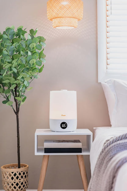 Crane Top Fill Mini Humidifier for Bedroom and Nursery 3-In-1 Essential Oil Diffuser Sleep Light 0.5 Gallon Baby Humidifier