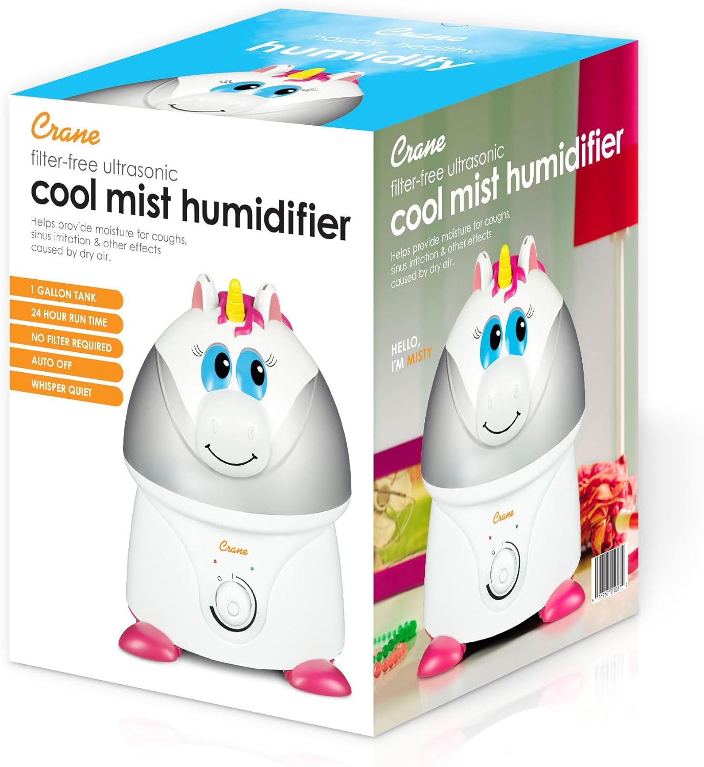 Crane Cute Animal Humidifier for Kids Bedroom and Nursery, Ultrasonic Cool Mist, 1 Gallon, Auto Shut Off, Cool Mist Humidifier